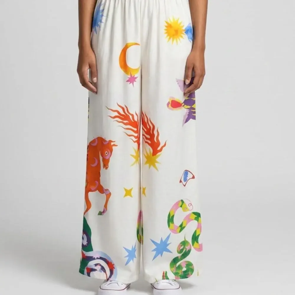Fashion Statement Trendy Zodiac Snake Boho Animal Print Outfit Set Pants S